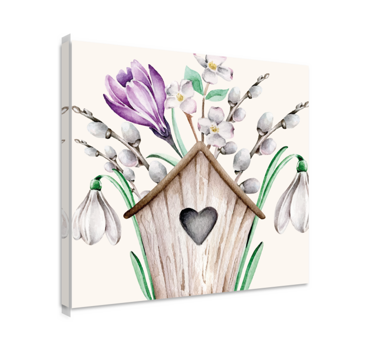 Birdhouse floral arrangement slikarsko platno z rožami - TenStickers