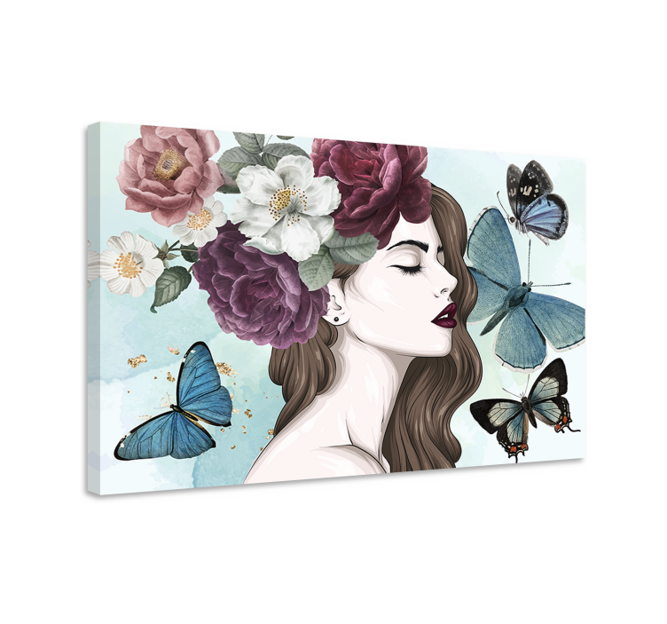 Floral elegance with butterflies na platnu z rožami - TenStickers