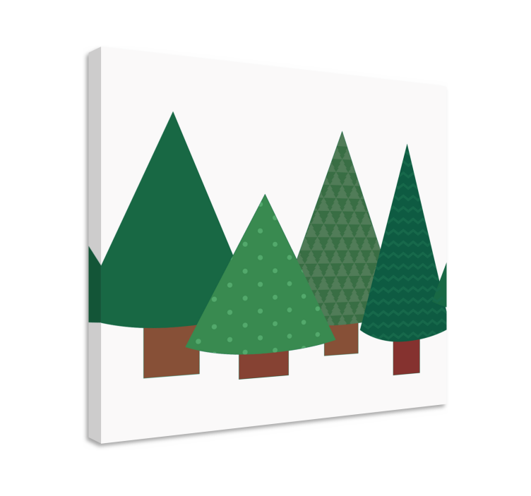 Stylized green trees platna z enojnim drevesom - TenStickers