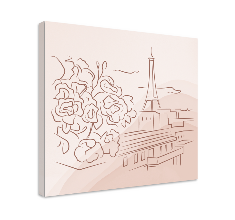 Parisian floral scene platno z mestnimi motivi - TenStickers