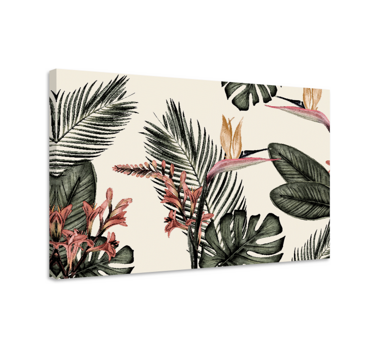 Tropical floral scene slikarsko platno z rožami - TenStickers