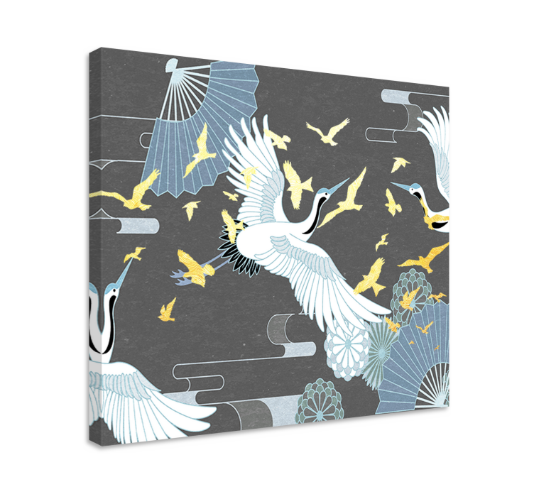 Elegant cranes flight platno slikanje vzhodnih motivov - TenStickers