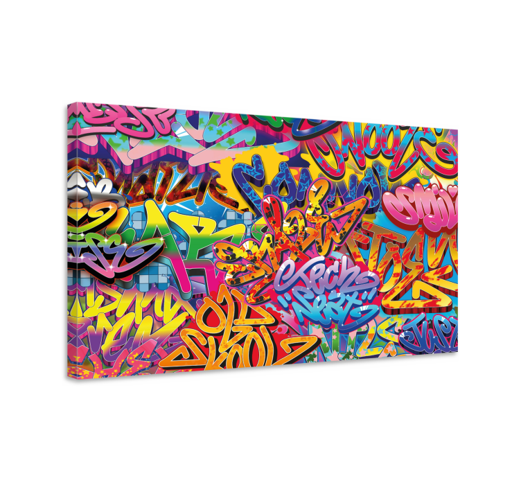 Vibrant graffiti art platno z unikatnim besedilom - TenStickers