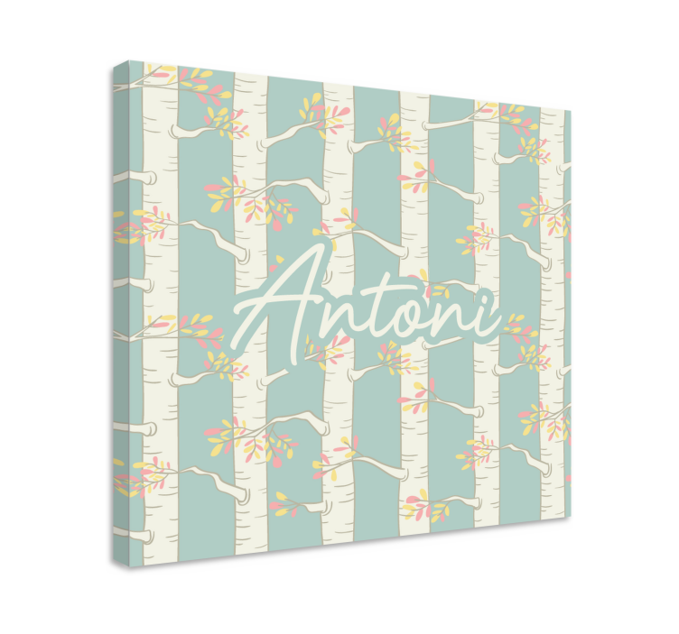 Birch tree blossoms slikarsko platno z rožami - TenStickers