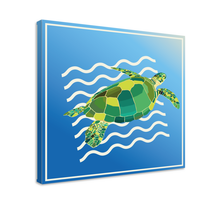 Sea turtle swim platno slikanje rib - TenStickers