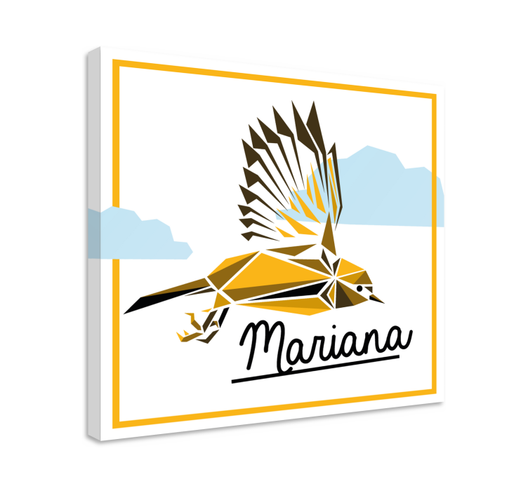 Flying yellow bird ptica na platnu - TenStickers