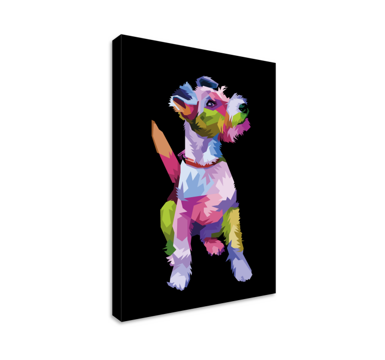 Geometrijske živali fox terier pasji odtisi na platnu - TenStickers