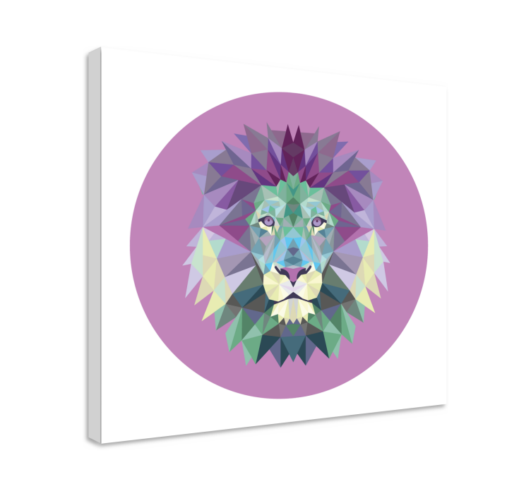 Lion head geometry platna slike z motivi živali - TenStickers