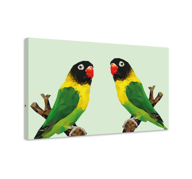 Polygonal parrots display ptica na platnu - TenStickers