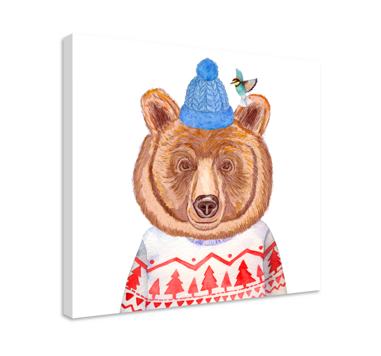 Charming bear illustration platna slike z motivi živali - TenStickers