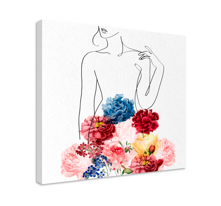 Floral silhouette design slikarsko platno z rožami - TenStickers