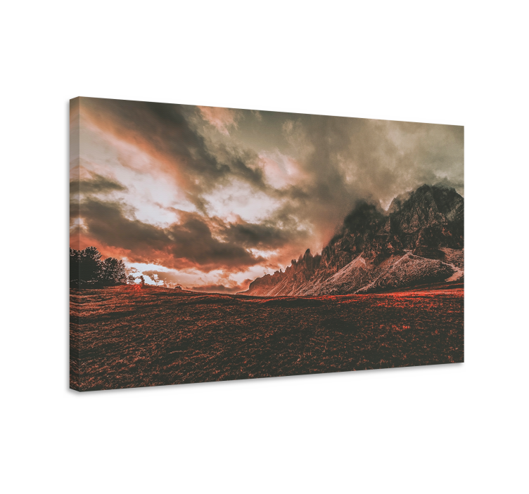 Dramatic mountain sunset na platnu s slikami zemljevidov - TenStickers