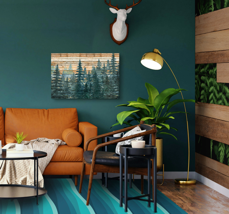 Veličasten borov gozd Dnevna soba platno - TenStickers