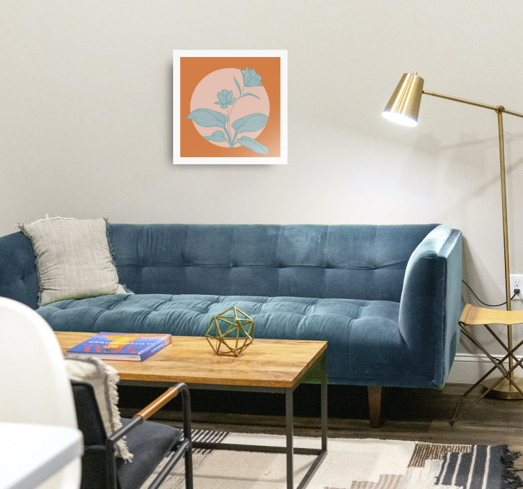 Orange stylised illustration slikarsko platno z rožami - TenStickers