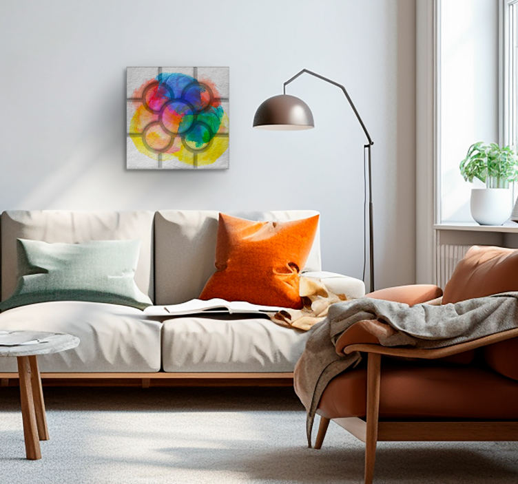 Cerkev ploščice ulic Bilbaoja so barvite Krogovna slika na platnu - TenStickers