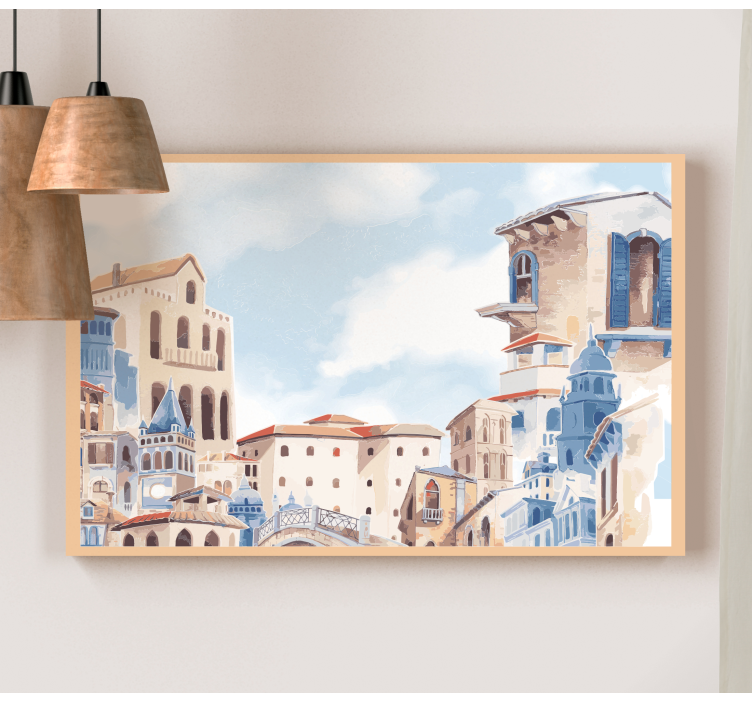 Akvarel mesto risanje vrtec platno - TenStickers