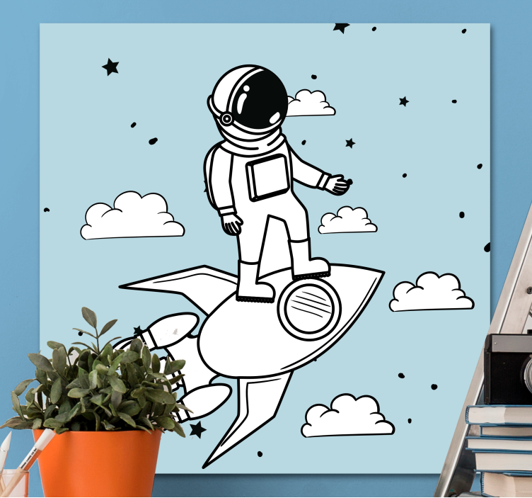 Astronaut rocket adventure slikarska platna s sadjem - TenStickers