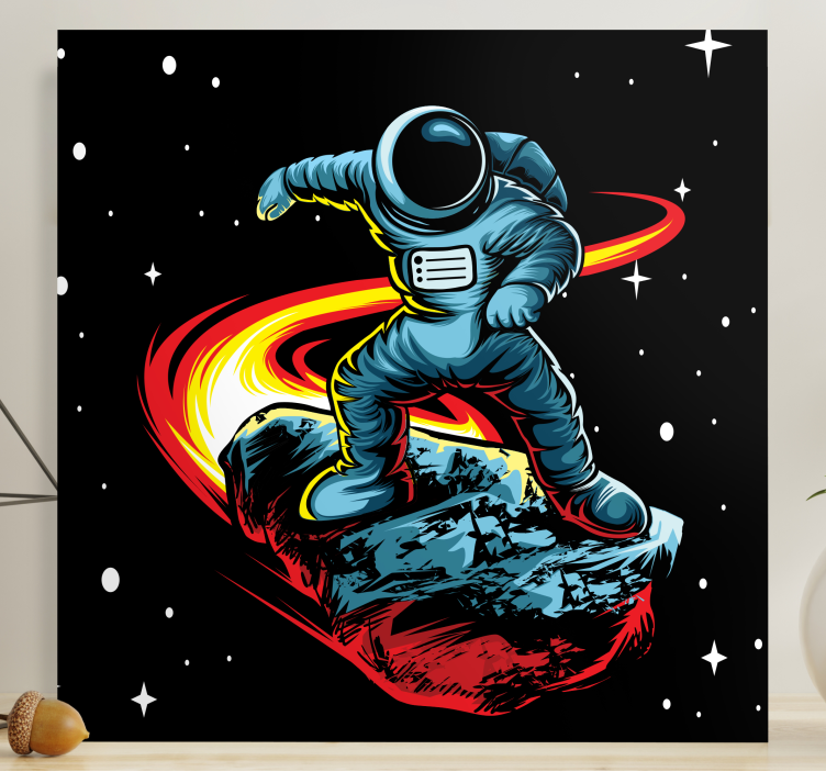 Astronaut surfing asteroid na platnu - TenStickers