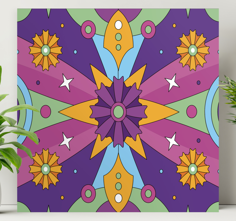 Barvit geometrijski vzorec povzetek na platnu - TenStickers