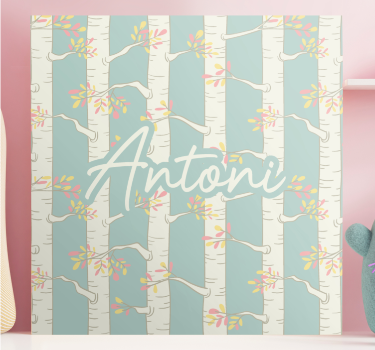 Birch tree blossoms slikarsko platno z rožami - TenStickers