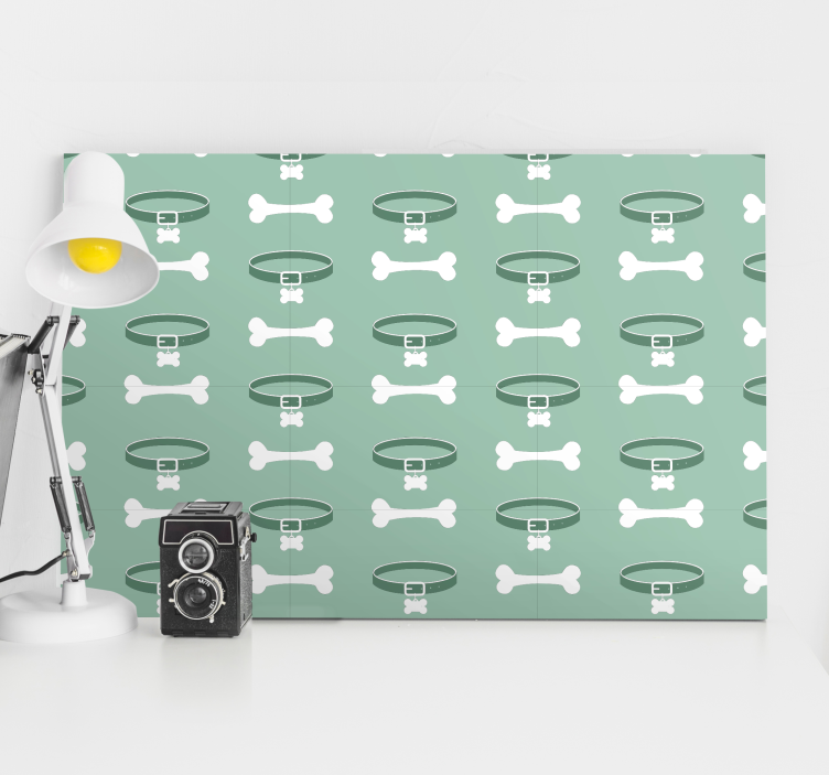 Bone and collar pattern platno slikarstvo pes - TenStickers