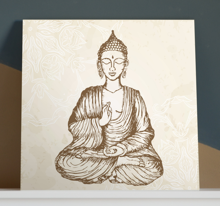 Buda vintage cvetlična buddha stenska umetnost - TenStickers