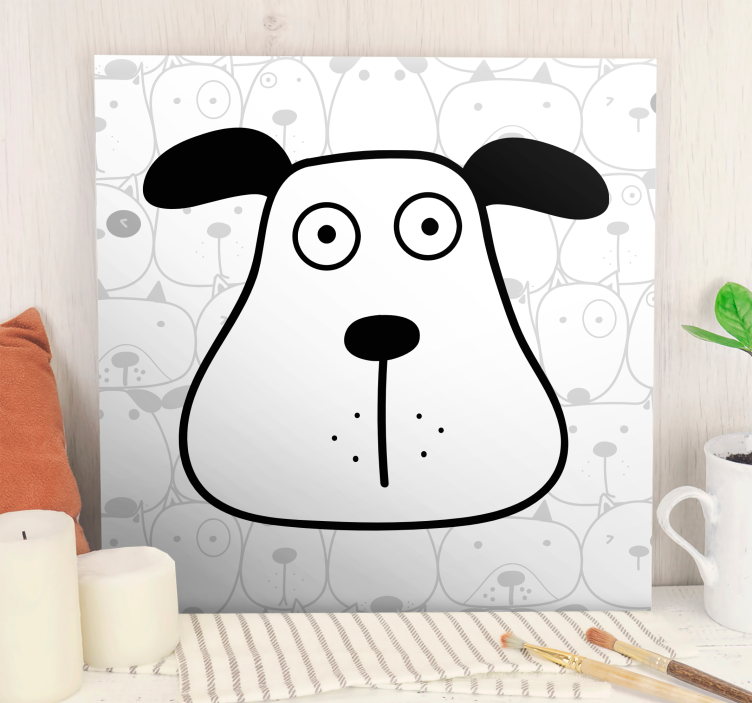 Cartoon dog head platno slikarstvo pes - TenStickers