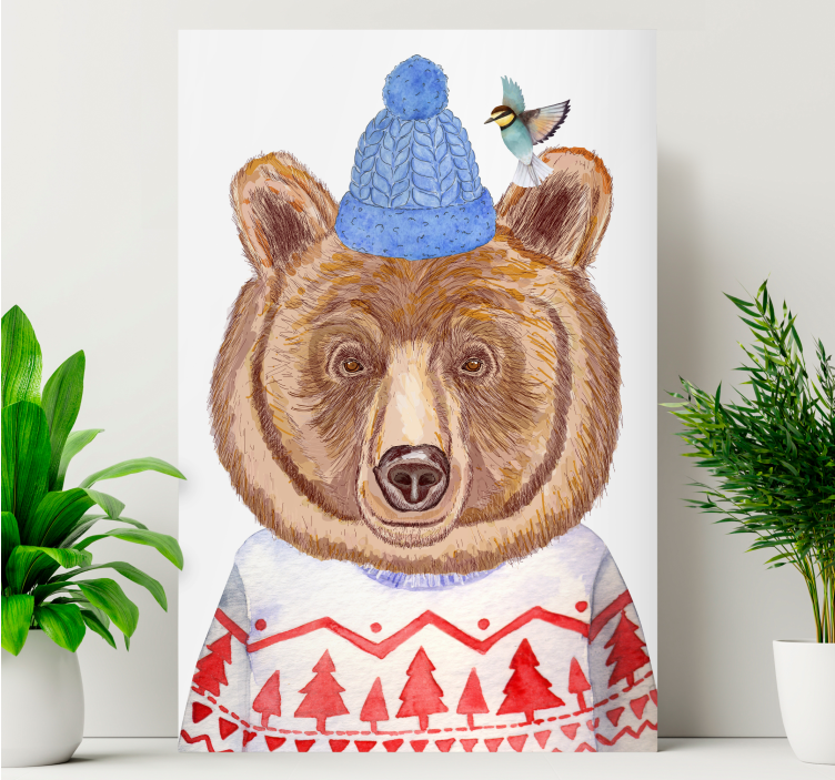 Charming bear illustration platna slike z motivi živali - TenStickers