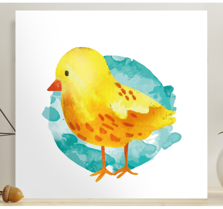 Charming yellow chick ptica na platnu - TenStickers
