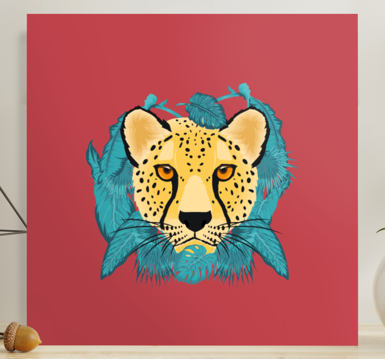 Cheetah with foliage platna slike z motivi živali - TenStickers