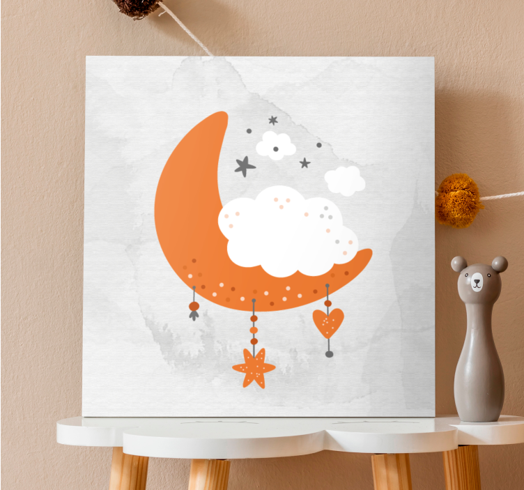 Cloudy moon hanging platno slikanje za dojenčke - TenStickers