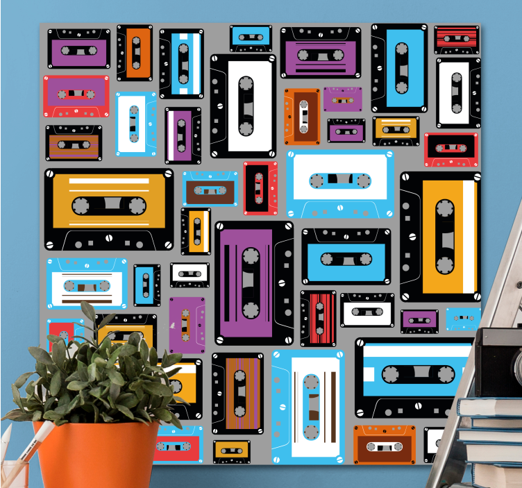 Colorful cassette tapes na platnu s športom - TenStickers