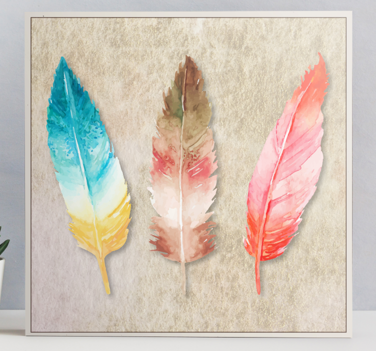Colorful feather trio pasja slika na platnu - TenStickers