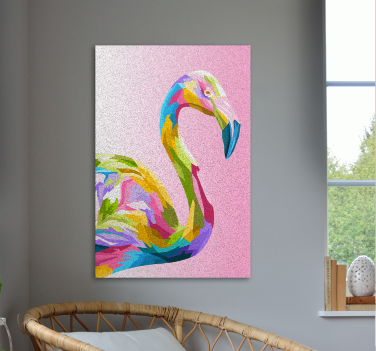 Colorful flamingo profile platna slike z živalmi - TenStickers