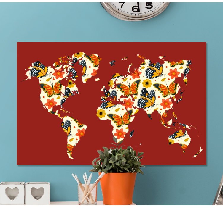 Colorful floral map platno s sliko sveta - TenStickers