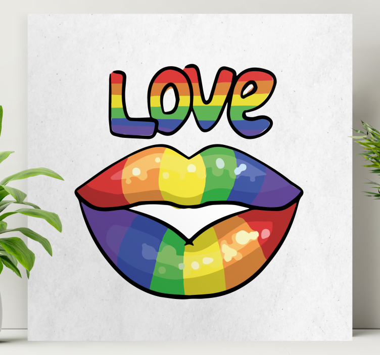 Colorful love lips platno z motivacijskim citatom - TenStickers