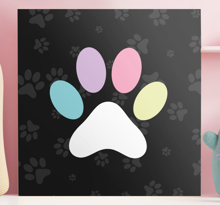 Colorful paw print platno slikarstvo pes - TenStickers