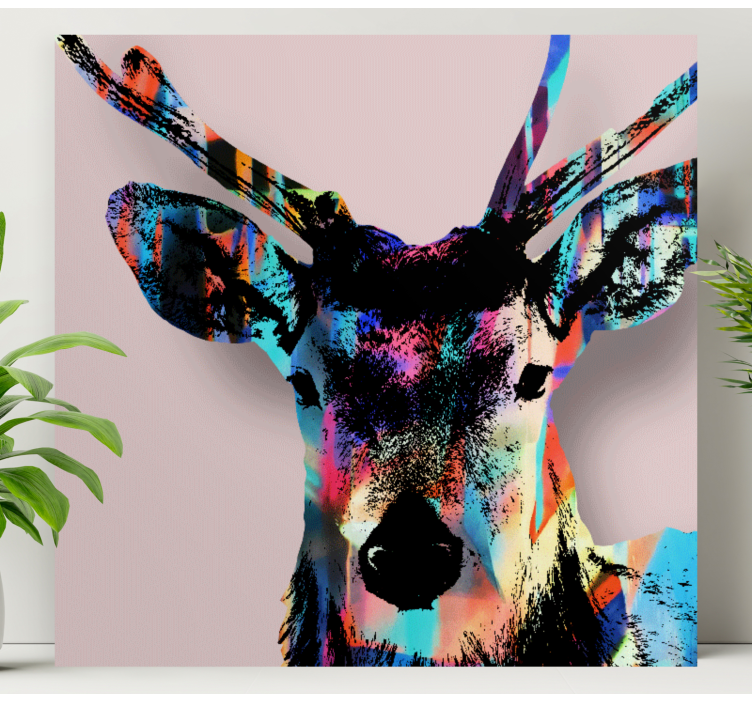 Colorful stag head platno slikanje jelena - TenStickers