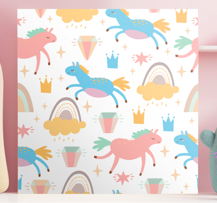 Colorful unicorns galloping platno slika konj - TenStickers