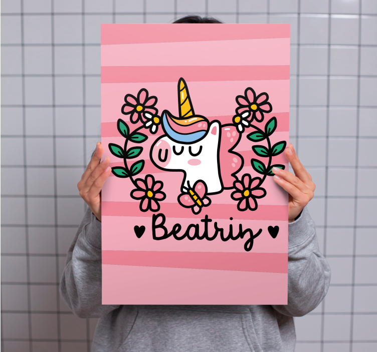 Cute unicorn floral platno s sliko samoroga - TenStickers