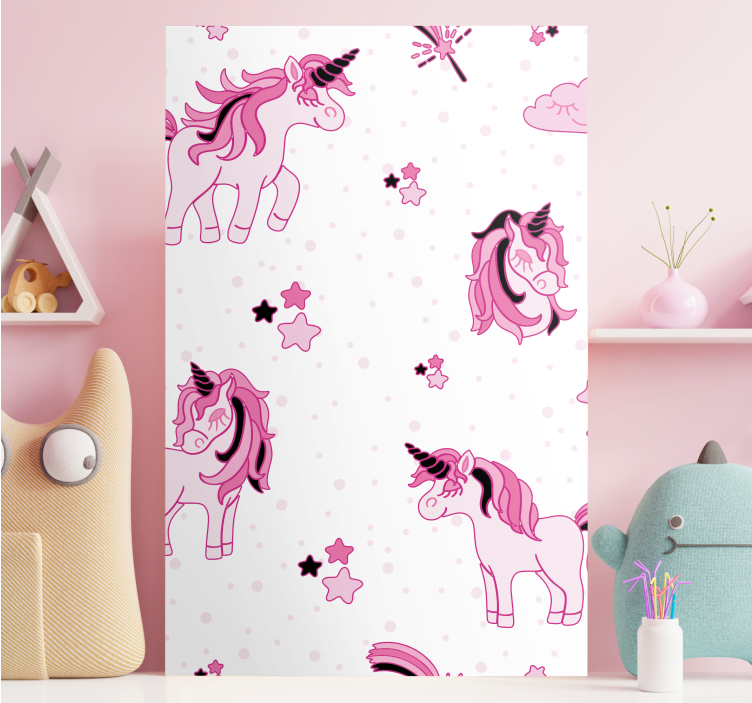 Cute unicorn patterns platno s sliko samoroga - TenStickers
