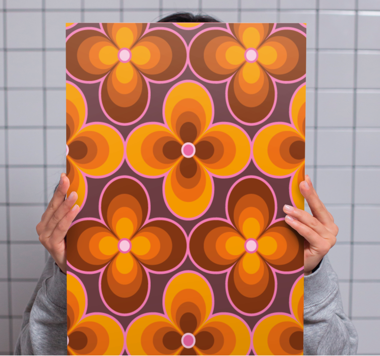 Cvetlični retro groovy vzorec retro platno - TenStickers