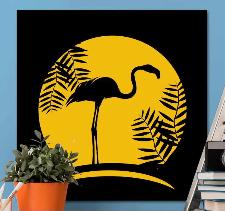 Elegant flamingo silhouette ptica na platnu - TenStickers