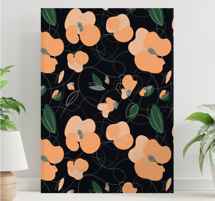 Elegant floral motif slikarsko platno z rožami - TenStickers