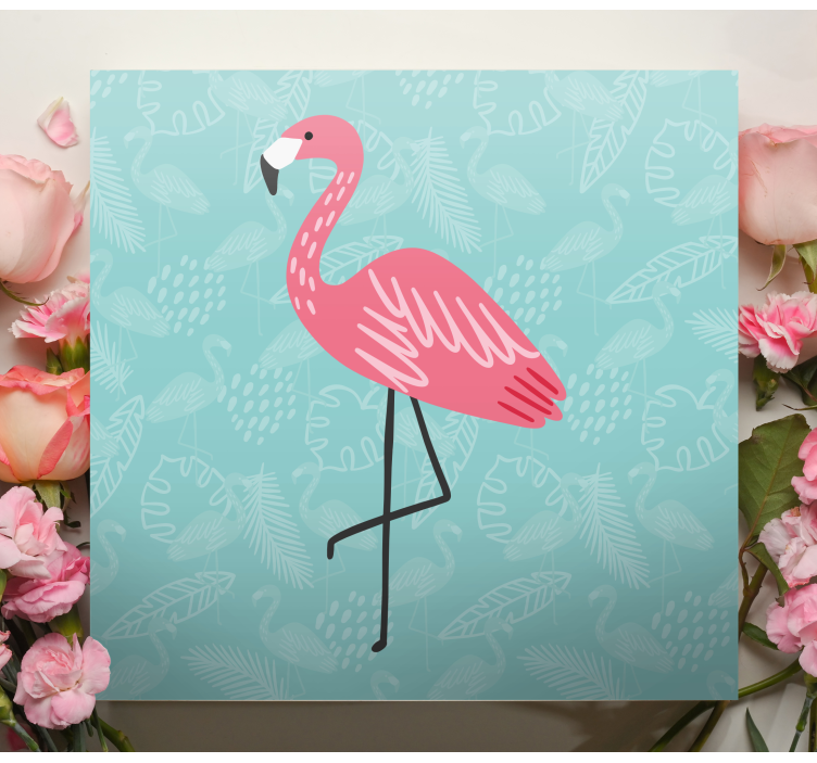 Flamingo standing gracefully na platnu z motivi živali - TenStickers