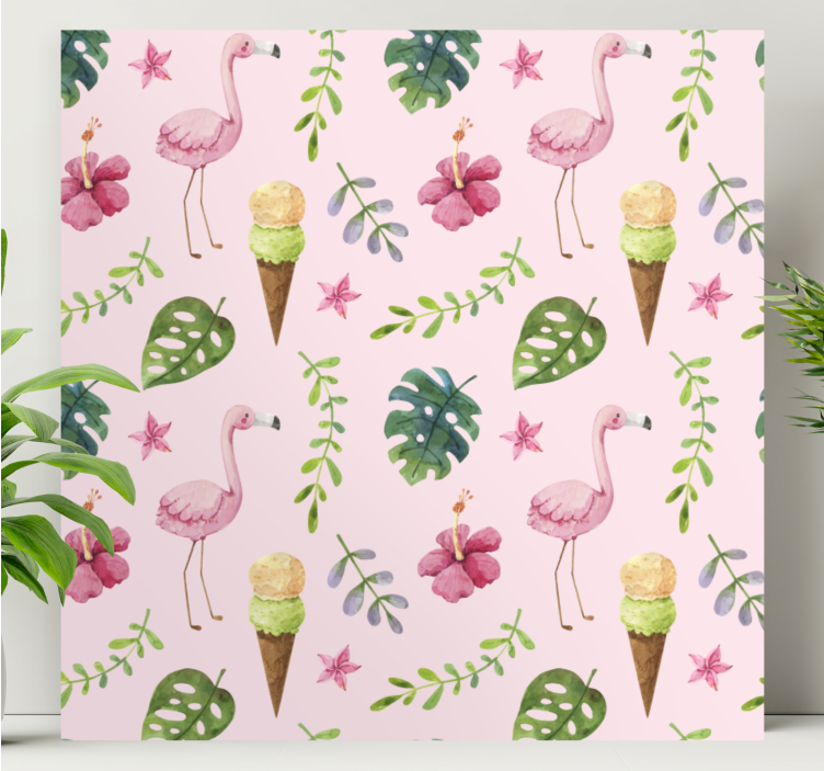 Flamingos and ice cream mozaik platno stenska umetnost - TenStickers