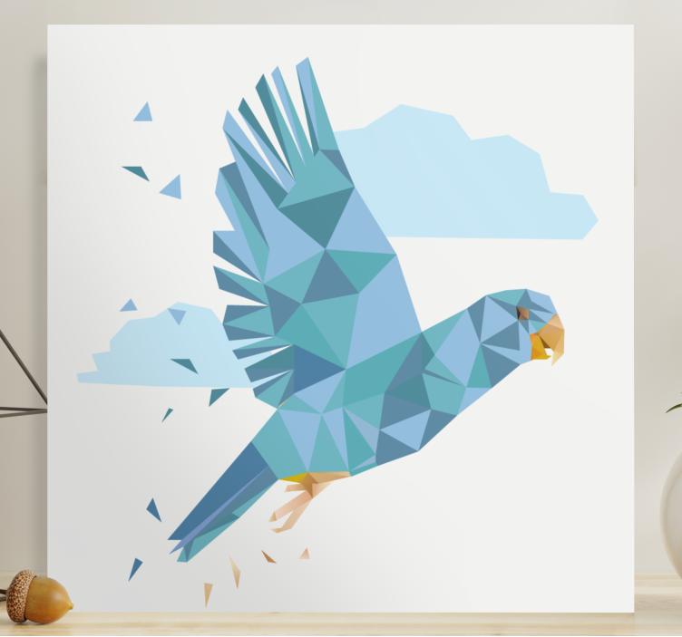 Flying blue bird ptica na platnu - TenStickers