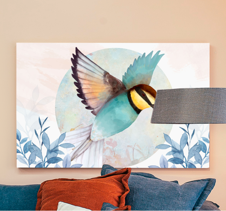 Flying bluebird scene ptica na platnu - TenStickers