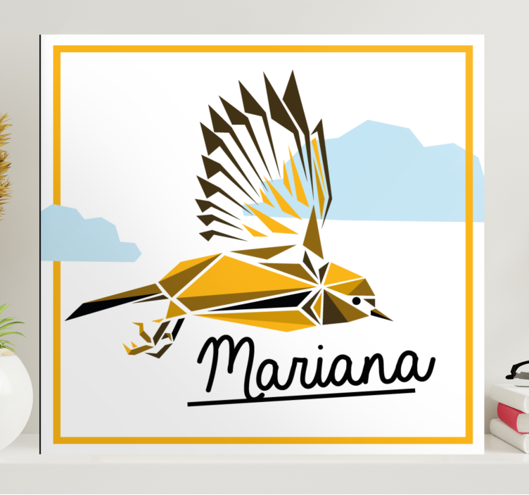 Flying yellow bird ptica na platnu - TenStickers