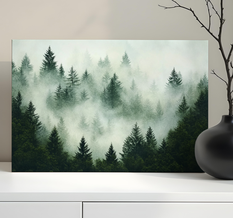Foggy forest platno slika zemljevidov - TenStickers
